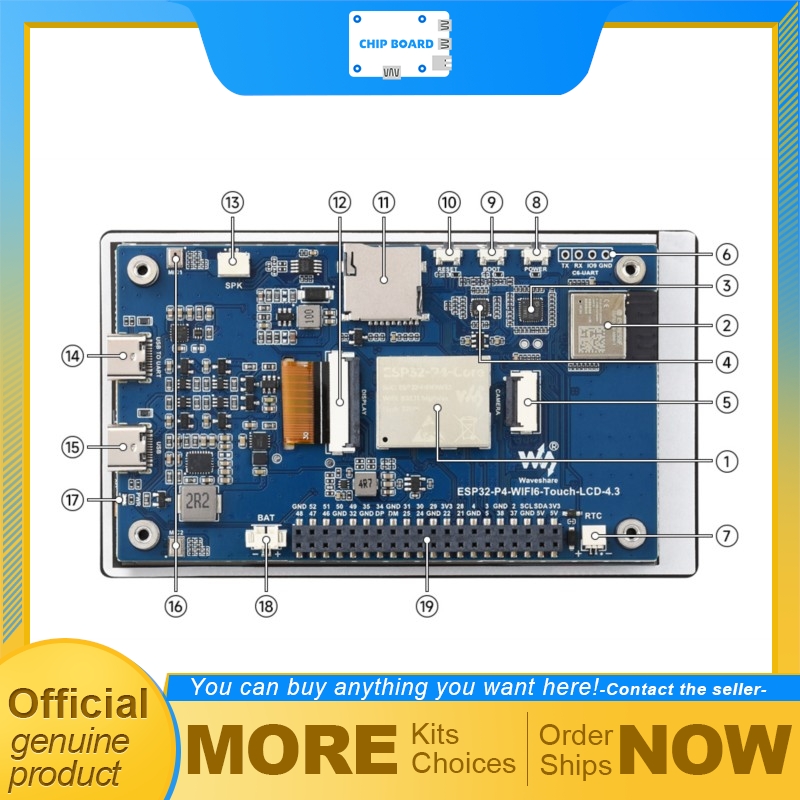 Waveshare Esp32 - Waveshare ESP32-P4-WIFI6 Papan Pengembangan Layar Sentuh