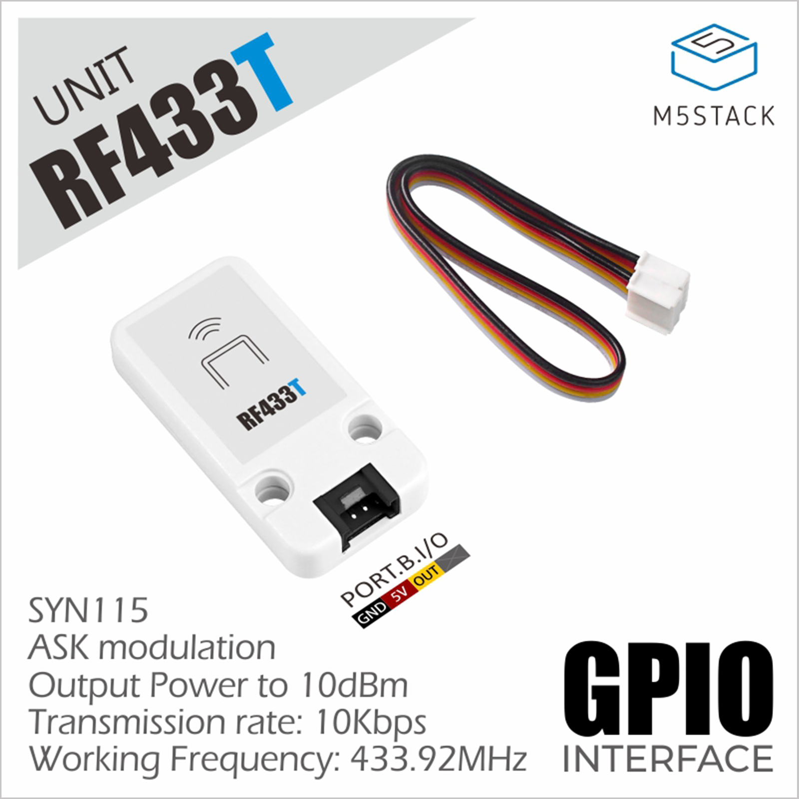 M5Stack - M5Stack UNIT RF Resmi Pemancar 433MHz