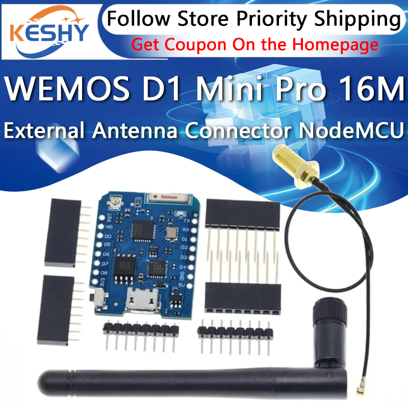 WEMOS D1 Mini Pro 16M Byte Kon - D1 Mini Pro ulasan dan harga